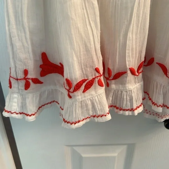 Joie Clemency embroidered Dress White Red size Small - Picture 5 of 6